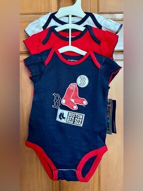 Boston Red Sox MLB Navy Infant 3 Piece Bodysuit Set